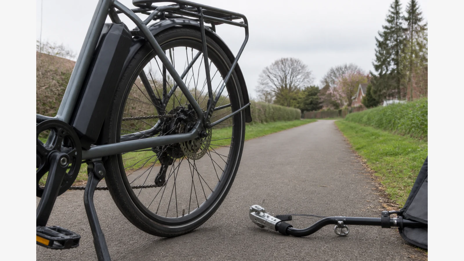 E-bike rear thru axle area prepared for a UK bike trailer hitch adapter